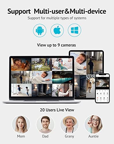 LaView Indoor Security Camera, Baby Monitor with Sound/Motion Detection and Night Vision,WiFi Camera Home Pet Dog Surveillance Camera with App,Two-Way Audio,360-degree IP Camera Work with Alexa 6