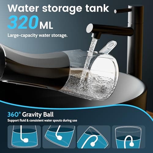 Water Flossers for Teeth, Electric Floss for Adults, Water Dental Picks for Teeth Cleaning and Flossing, Portable Flossers for Travel Size, Travel Bag and 4 Tips, IPX7 Waterproof - Black 5