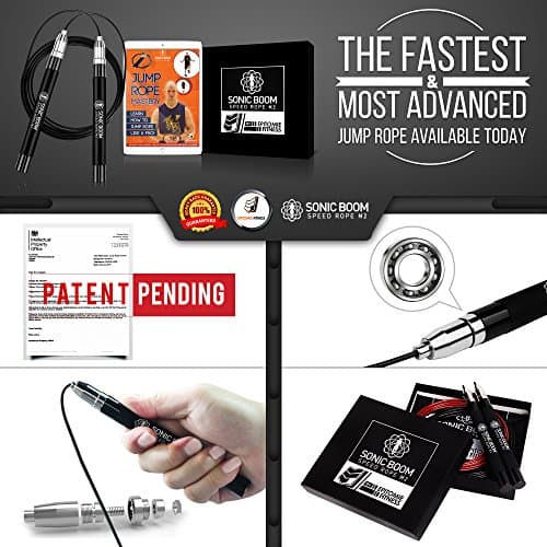 Sonic Boom M2 High Speed Jump Rope - Patent Pending Self-Locking, Screw-Free Design – Weighted, 360 Degree Spin, Silicone Grip with 2 Speed Rope Cables for Home Workout, & More 6
