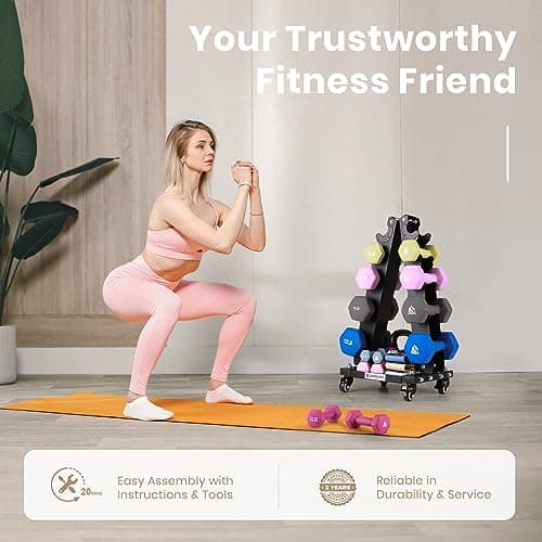 LIONSCOOL Premium Dumbbell Rack Only, with Side Racks for Neoprene/Vinyl Coated Dumbbells Only (Small, 200 LBS) 7