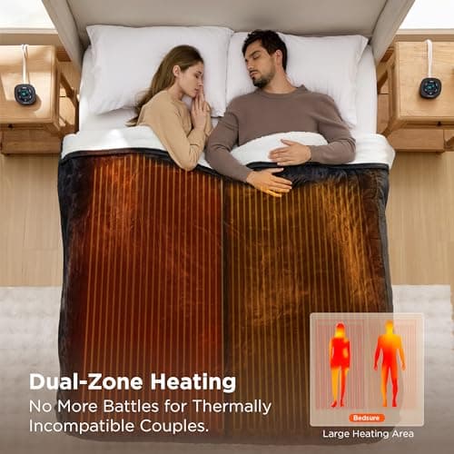 Bedsure Electric Blanket King Size - Dual Control Heated Blanket King Size, Fast Heating with 10 Time Settings & 10 Heat Settings, Warm Gift for Grandma (100x90 inches, Black) 5