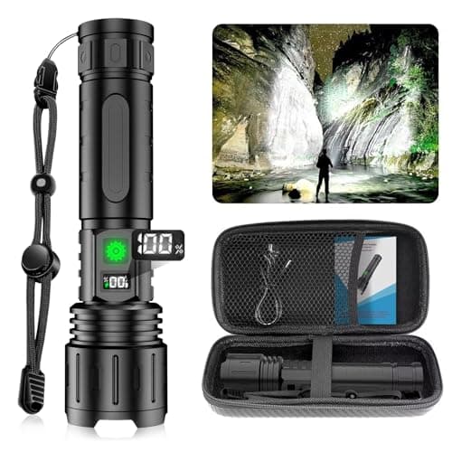 MOREVAC Rechargeable LED Flashlights High Lumens, High Lumens & 1500 Meters Super Bright Rechargeable Tactical Flashlight with 5 Modes,Waterproof,Powerful Handheld Flash Light for Camping