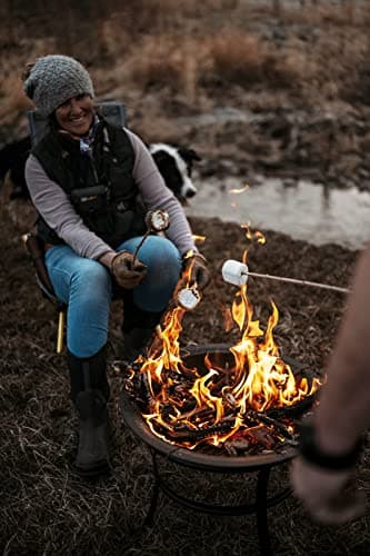 Gas One 22 in Outdoor– Wood Burning Fire Pit with Mesh Lid and Fire Picker – Durable Alloy Steel Fire Pits for Outside – Small Fire Pit for Backyard, Porch, Deck, Camping, BBQ 10