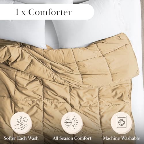 Southshore Fine Living, Inc. Oversized King Comforter, Pet Hair Resistant Bedding Comforters, Cal/King Down-Alternative Comforter/Bedspread, Fluffy and Cozy All-Season Comforters, Gold Color 9