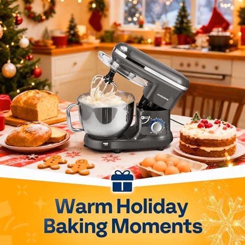 VIVOHOME Stand Mixer, 660W 10 Speed 6 Quart Tilt-Head Kitchen Electric Food Mixer with Beater, Dough Hook, Wire Whip and Egg Separator, Gray 6