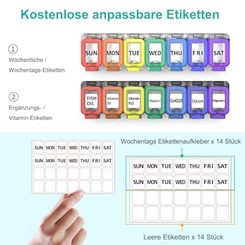 Fullicon Weekly Pill Organizer 7 Day Ultra Moisture and Spill Proof Daily Pill Box, Large Medicine Case with Secure Buckle, Compact Travel Pill Container for Pill, Vitamin, & Fish Oil (Rainbow Clear) 5