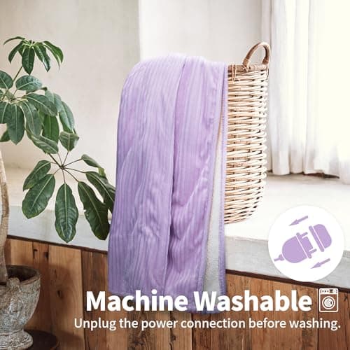 Texciting Heated Blanket Electric Blanket Throw 50”X60”-Heating Throw with 5 Heat Settings-3 Hours Auto Off,ETL Certified,Machine Washable (Purple) 6