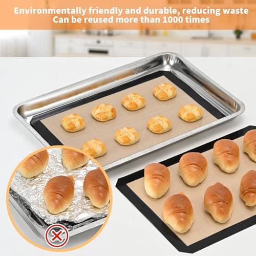 Luckyiren 2-Pack Silicone Baking Mats – Non-Stick Reusable BPA-Free Oven Liners, 100% Food-Grade Silicone, Fit Half Sheet Pans (16.54" x 11.62") for Cookies, Pastry & More 7