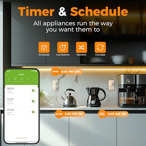 Smart Plug, TESSAN WiFi Timer Outlet Compatible with Alexa and Google Assistant, Smart Outlet with Timer & APP Remote Control, No Hub Required, 2.4G WiFi, 4 Pack 5