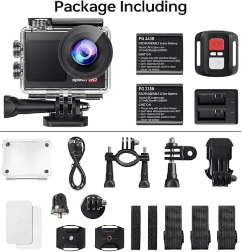 Action Camera 4K 60FPS with Touch Screen 20MP Waterproof Camera Underwater 131FT with EIS for Snorkeling Helmet Bike 170° Wide Angle Remote WiFi 5XZoom - Cool Black 8