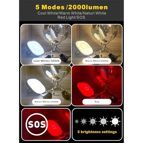 LED Camping Lantern, Solar Lanterns, 5000mAh Rechargeable Light 2000 Lumens 5 Light Modes, IP65 Waterproof with USB Charging – Lanterns for Power outages Hurricane, Hiking, Fish, Emergency, and Home 7