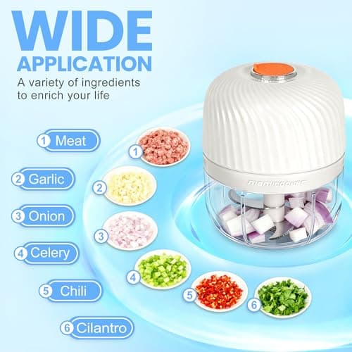 Electric Garlic Chopper, Mini Portable Veggie Chopper, 250ML Garlic Grinder Masher Onion Grinder, Blender to Vegetable, Wireless Food Processor for Ginger, Chili, Fruit, Meat, etc 5