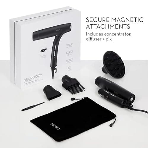 Neuro by Paul Mitchell Dry+ Folding Professional Hair Dryer with Storage Bag, Lightweight + Portable, Black 6