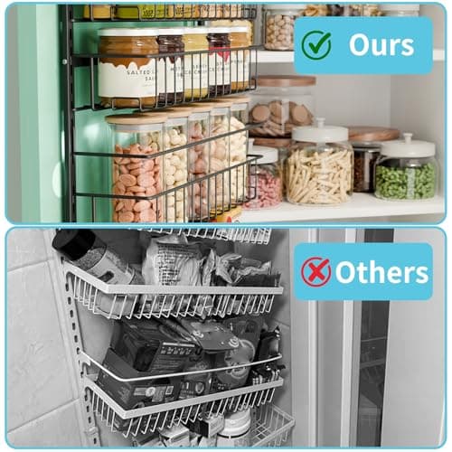 Fixwal 9-Tier Over the Door Pantry Organizer, Metal Hanging Spice Rack Storage Shelves with Adjustable Baskets for Kitchen, Black 5