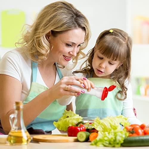 Set of 2 Plastic Salt and Pepper Shakers with Lids Large Salt Shaker Pepper Container Vintage Tall Hourglass Camping Picnic Outdoors Travel Spice Set for Home Picnic Kitchen(Classic,Blue Red) 5