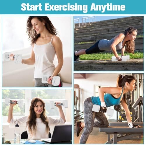 Hezeyferg 22LBS Adjustable Dumbbells Set, Adjustable Weight Dumbbells with 4 Levels 4.4lb, 6.6lb, 8.8lb, 11lb, Hand Weights Sets for Women/Men Home Gym Full Body Workout (11LB Each ( 22LB Pair ), White) 6