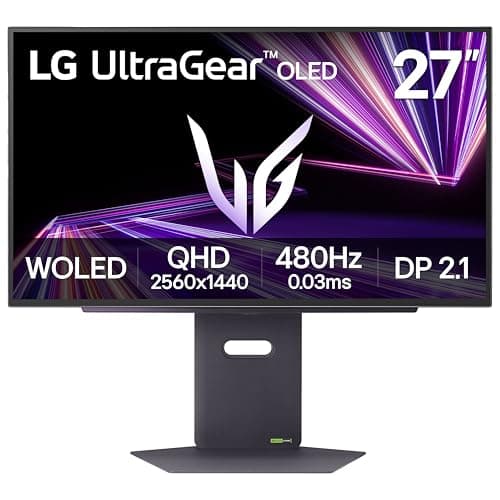 LG 27GX790A-B 27-inch Ultragear OLED Gaming Monitor QHD 1440p 480Hz, 0.03ms, DisplayPort 2.1, True Black 400, NVIDIA G-Sync, AMD FreeSync Premium Pro, HDMI, USB, Tilt/Height/Swivel/Pivot Stand, Black