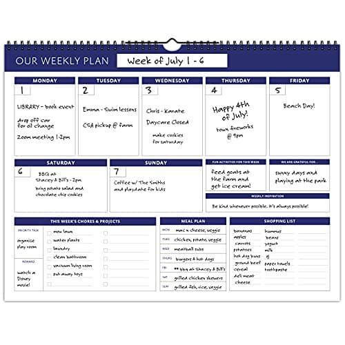 Global Printed Products Weekly Family Planner - 52 Undated Weeks for Planning and Organizing Family Activities - 13 x 17