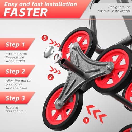 Stair Climbing Hand Truck 440lb，Heavy Duty Dolly Cart for Stairs，Thickened Upgraded Steel Tube Folding Stair Climbing Trolley with Six Wheels and Telescoping Handle 6