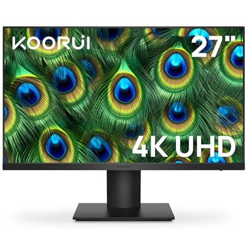 KOORUI 27 Inch 4K Monitor Computer UHD(3840 * 2160) IPS Display, 99% sRGB, 95% DCI-P3, 1.07 Billion Colors, Freesync & G-sync, Displayport & 2X HDMI, VESA 100 * 100mm, Tilt -5 to 20°, Audio Out (N07)