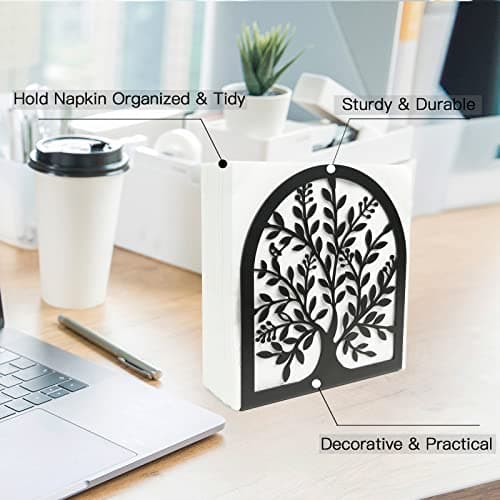 Fobule Napkin Holder for Tables, Vintage Metal Freestanding Tissue Dispenser, Black Cast Iron Vertical Tabletop Paper Napkin Holder Stand for Dinner Home Kitchen Restaurant Picnic Party (Tree of Life) 5