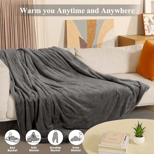 COZYTY Electric Blanket Heated Blanket Full Size, Super Soft Cozy Upgraded Flannel Heating Blanket with 6 Heating Levels & 1-10 Hours Auto Off, ETL & FCC Certification, 72" x 84", Silver Gray 6