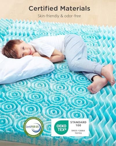 PERLECARE 4 Inch 7-Zone Full Memory Foam Mattress Topper, Cooling Gel Mattress Topper with Airflow Channels, CertiPUR-US Certified Egg Crate Bed Topper for Body Pressure Relief, Full 5
