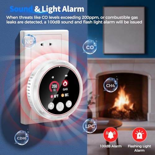 3 in 1 Carbon Monoxide Detectors, Natural Gas Detector & CO Detector with Battery Backup, HD Digital Display Monitors CO, Combustible Gas, Temperature (White) 5