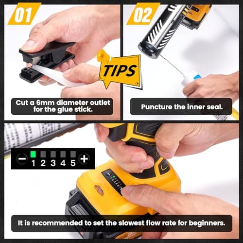 TaskStar Cordless Caulking Gun,5 Adjustable Speed Electric Caulk Gun with 2000mAh Battery & Charger, LED Light and Cutting Tool,lightweight Dripless for Bathroom Balcony Doors 6