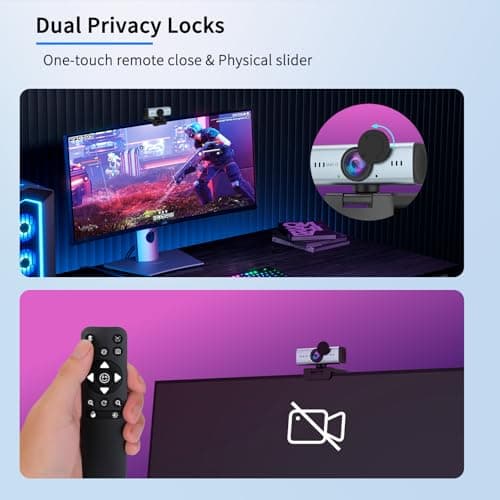 UHD Ultra 4K Webcam for PC, PDAF Autofocus, Privacy Cover, Dual Noise-Canceling Mics, Auto Light Correction, USB Plug&Play Web Cams, Type-C Adapter, Remote Control, Computer Camera for Live Streaming 6