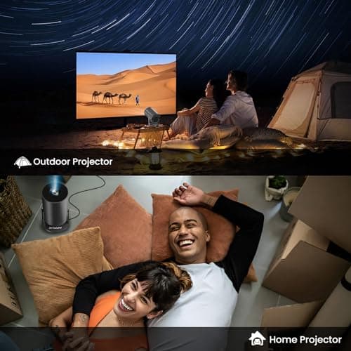 [180°Adjustable Stand] Smart Mini Portable Projector with WiFi and Bluetooth, Auto Keystone Upgraded 350ANSI, Android11.0, Ceiling, Outdoor Use, Compatible with TV Stick Smartphone/HDMI/USB(Grey） 7