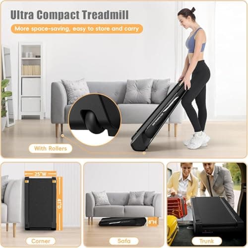 FUNMILY Small Walking Pad with Incline for Home, 2.5HP Under Desk Treadmill for Office 300b Weight Capacity, Mini Running Pads with Remote Control 7