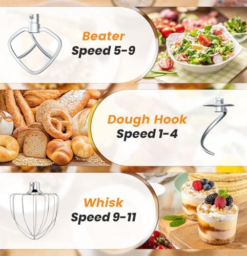 Bonnor Stand Mixer, 6QT Electric Kitchen Mixer for Baking Cakes & Dough, LED Smart Touchscreen, 11-Speed Tilt-Head & Timer, 4 Presets, Mixer with Bowl, Dough Hook/Whisk/Beater, Green 7