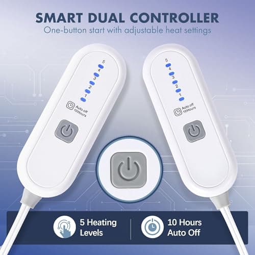 VELLUBAM Queen Size Heated Blanket 84" x 90" - Flannel Sherpa Electric Blanket Queen with Dual Control, 5 Heating Levels & 10 Hours Auto Off, Heating Blanket with Overheat Protection for Home (Navy) 2