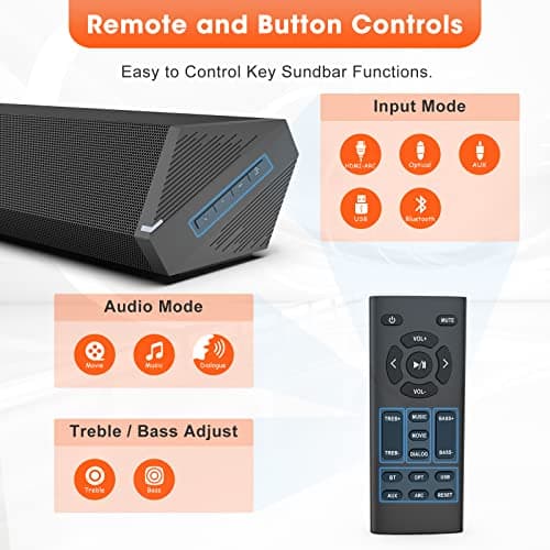 Bestisan Sound Bars for TV, 16'/50W Small Soundbar for TV, Sound Bar with Depths Sound Enhanced/DSP/Bass+/3EQ, Surround Sound Speakers for TV Works with HDMI ARC/CEC,Optical/BT/PC … 5