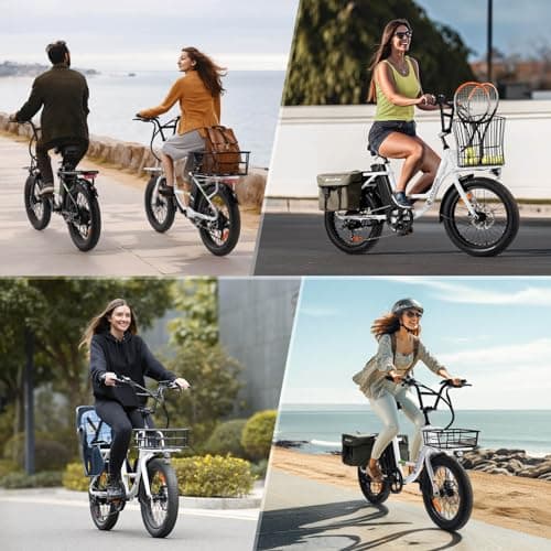 isinwheel U7 E Bike for Adults Electric Bike with Dual Cargo Rack, 48V 1000W Peak Ebikes for Adults, 7 Speed Gear, 20mph Step Thru Cruiser Electric Bicycles, 20" × 3“ Fat Tire Ebike 9
