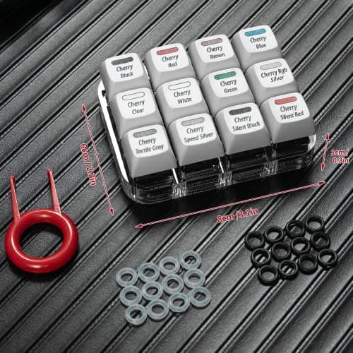 Griarrac Cherry MX Switch Tester 12-Key Mechanical Keyboard Sampler Switch Testing Tool with Keycap Puller and 24 O Rings, 40A-L & 40A-R (Printed PBT Keycap) 6