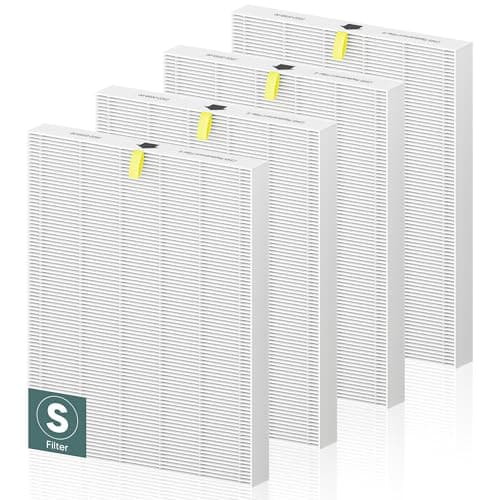 PETOX C545 Replacement Filter S Compatible with Winix C545 Air Purifier and Winix C545 Replacement Filter S 1712-0096-00 and 2522-0058-00, 4 Pack High Efficiency H13 Ture HEPA Filter