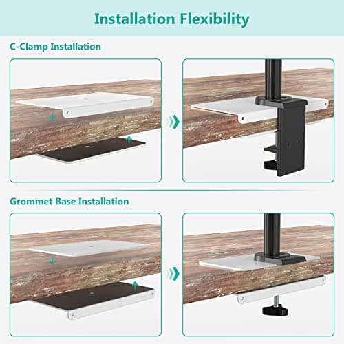 WALI Computer Monitor Arm Clamp, C Bracket Clamp, Steel Reinforcement, for Most Monitor Mount Stand Grommet C Clamp Installation (CGRP-W), White 7