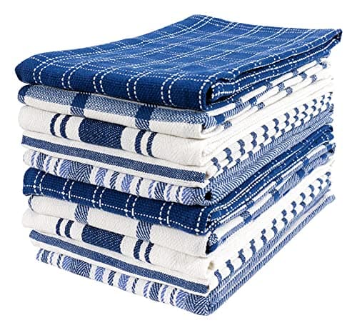 KAF Home Assorted Flat Kitchen Towels - Set of 10, 18 x 28 Inch (Navy)