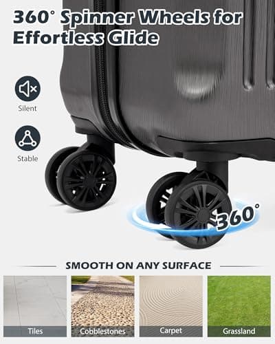 Coolife Luggage PC+ABS Hardshell Suitcase with TSA Lock, Spinner Carry On Lightweight (grey, S(20in_carry on)) 5