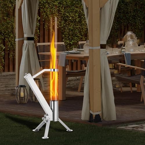 StarEcho Portable Wood Pellet Heater for Outdoor,Patio Pellet Rocket Glass Tube for Yard,Wood Fire Pit with Party(Silver) 8