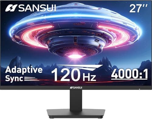 SANSUI 27 Inch Computer Monitor 120Hz, FHD 1080P Flat Monitor, HDMI DP Ports FreeSync, HDR 110% sRGB, Tilt Adjustable Frameless VESA Compatible for Office and Home (ES-27F2, HDMI Cable Included)