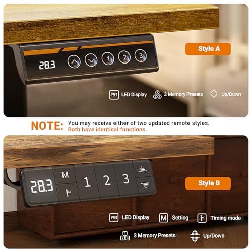 Claiks Electric Standing Desk, Adjustable Height Stand up Desk, 24x48 Inches Sit Stand Home Office Desk with Splice Board, Black Frame/Rustic Brown Top 7