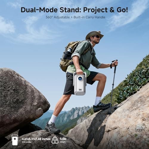 [Short Throw/1200ANSI/Built in Apps] 4K Outdoor Projector with WiFi and Bluetooth, Auto Focus Projector with Dual-Mode Stand, Smart Portable Proyector with Netflix/YouTube/PrimeVideo & Dolby 8