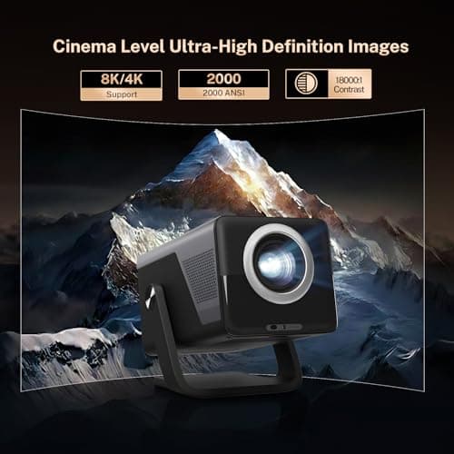 [4K Support/2000 ANSI/AI Visual Calibration] X7 Native 1080P Smart Projector with Android 14 OS,Compatible with Netflix YouTube,AI Auto Focus&Keystone,WiFi,Bluetooth,200" Display Black&Slate Gray 3