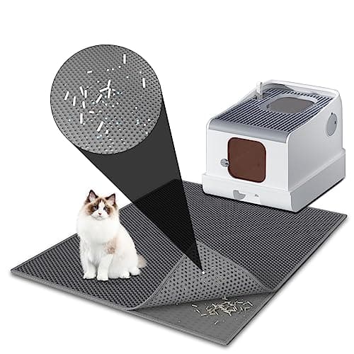 Pieviev Cat Litter Mat Double Layer Waterproof Urine Proof Trapping Mat with Upgraded 3-sided Opening Design (Gray (24x15 Inch))