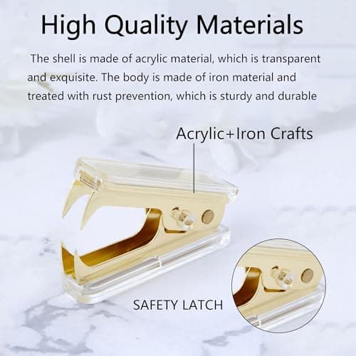 Gold Acrylic Stapler, Desktop Stapler, 25 Sheet Capacity, Includes 1000 Staples and Staple Remover 5