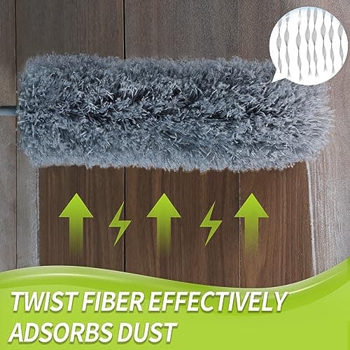 IVYROLL Cobweb Duster with Extension Pole, Spider Web Brush & Ceiling Cleaning Kit, 100" Microfiber Feather Duster Cleaner with Washable Head for Ceiling Fan, Furniture, Home 7