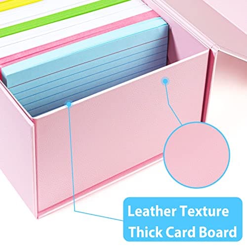 Harhana 3x5 Index Card Holder Pink Card File Box Organizer, Hold 1200 3x5-Inch Flash Cards- 1 Pack Pink 5
